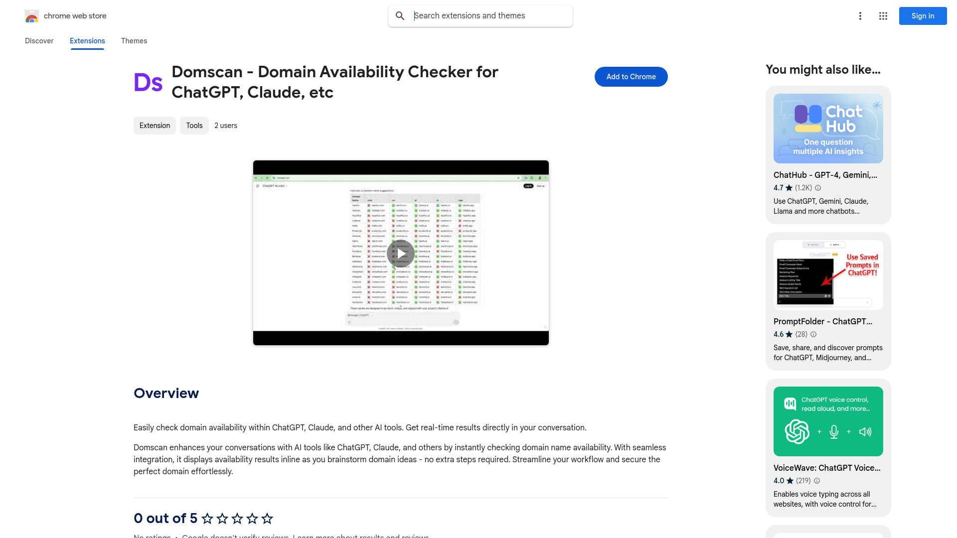 Domscan - Domain Availability Checker for ChatGPT, Claude, etc